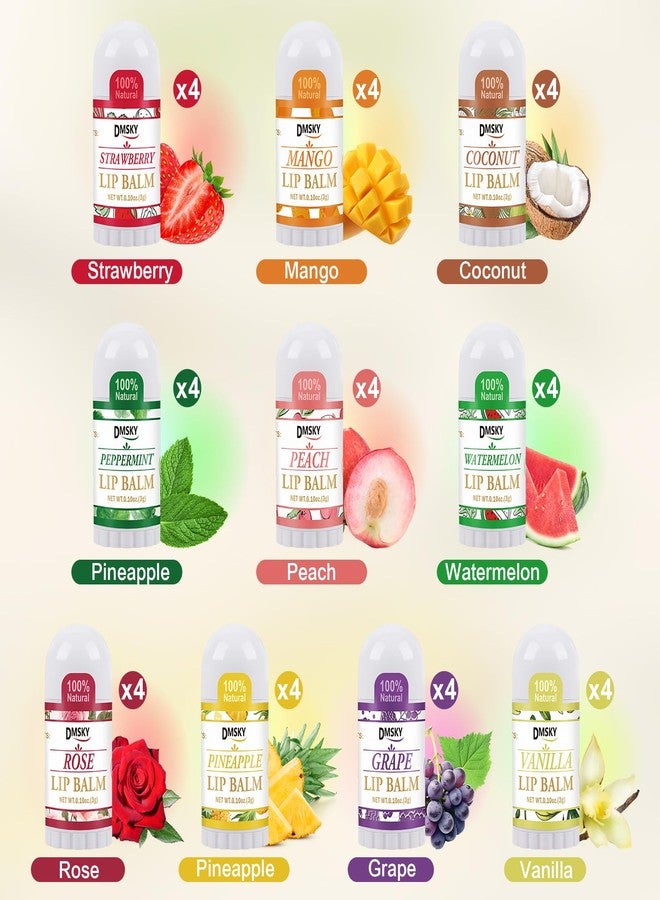 DMSKY 40 Pack Mini Lip Balm, Natural Lip Balm Bulk with Vitamin E and Coconut Oil, Moisturizing Lip Balms for Dry Cracked lips - 10 Flavors - Image 2